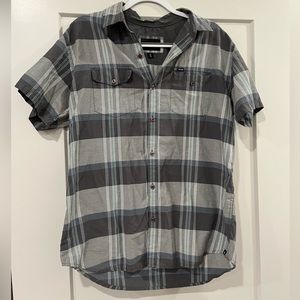 Hurley Surf Button Up Polo Collared Plaid Tee